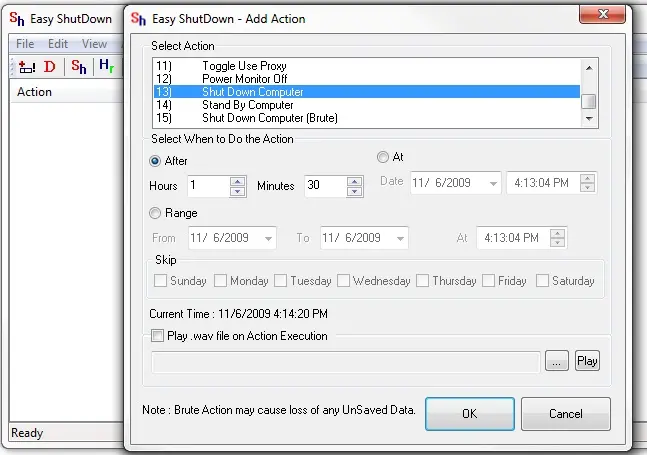 Add Shutdown Action