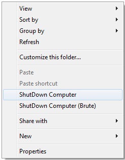 Shutdown Computer Desktop Right Click