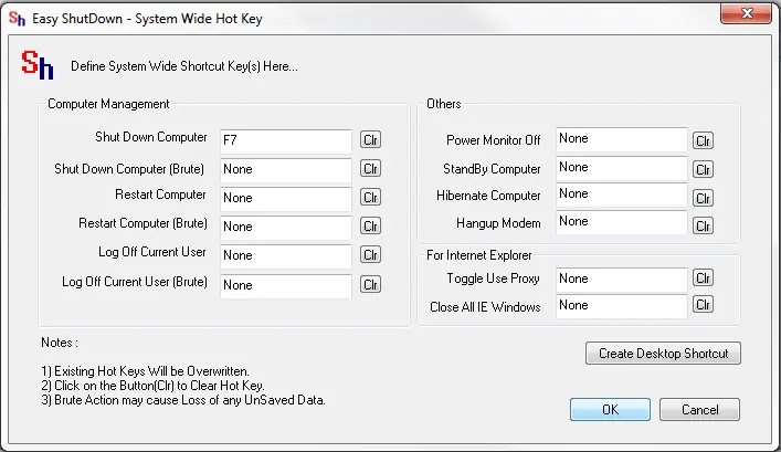 System Wide Hot Key To Shutdown Computer